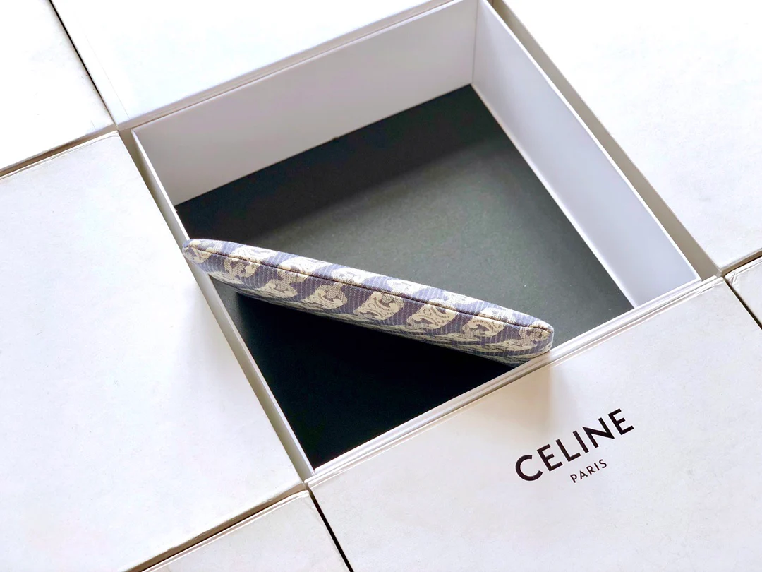 Маленький клатч Celine Maillon Triomphe Jacquard - темно-синий/желто-коричневый