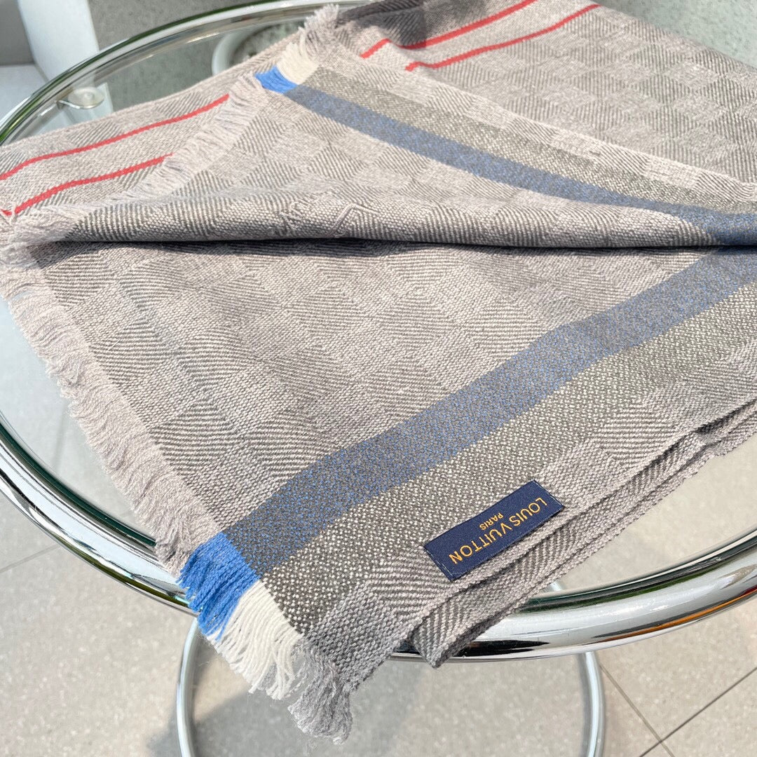 LV - Кашемировый шарф премиум-класса - 180 см - 32 см - 100% кашемир - серый