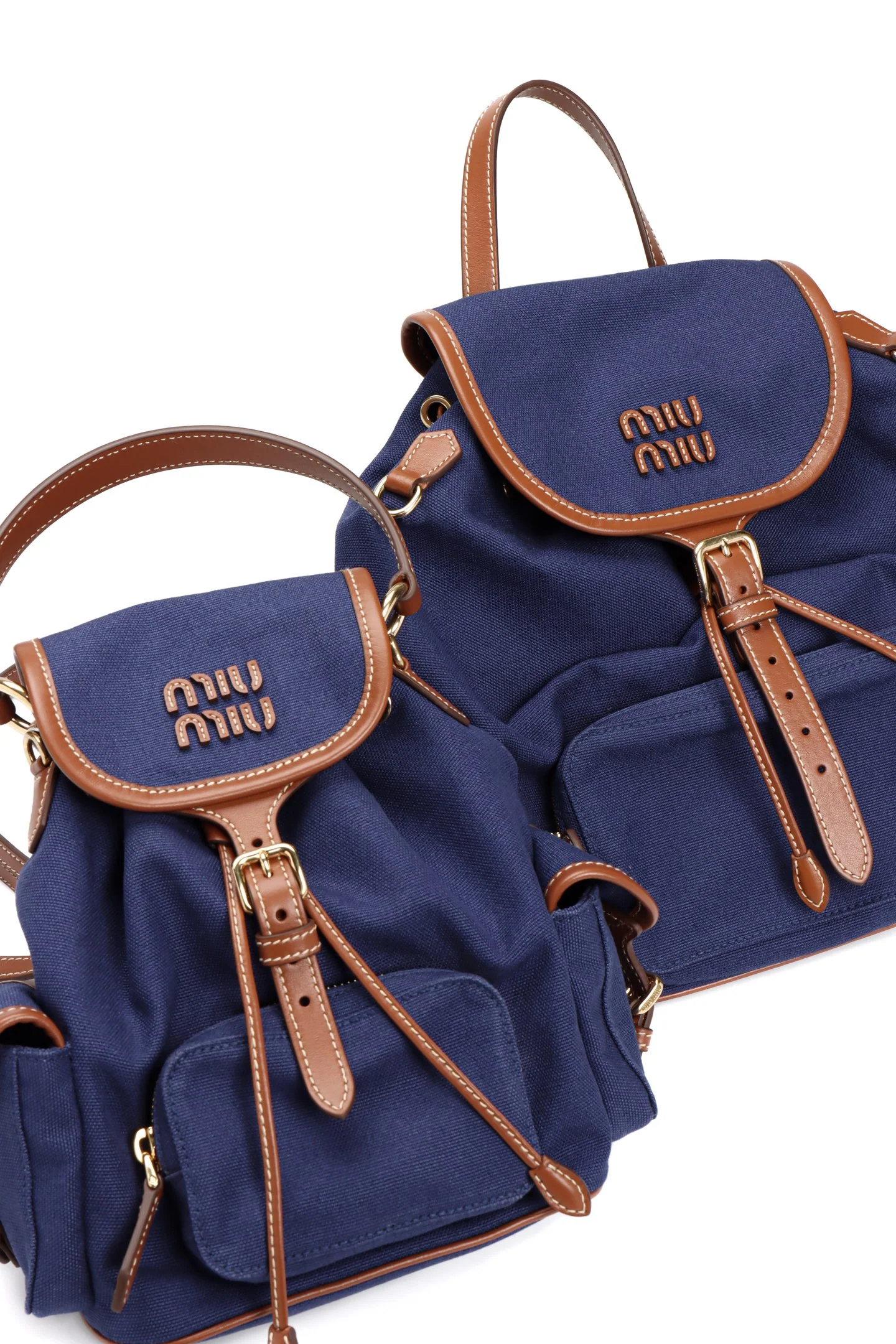 Рюкзак Miu Miu из канваса и кожи - Кожаные детали - 1