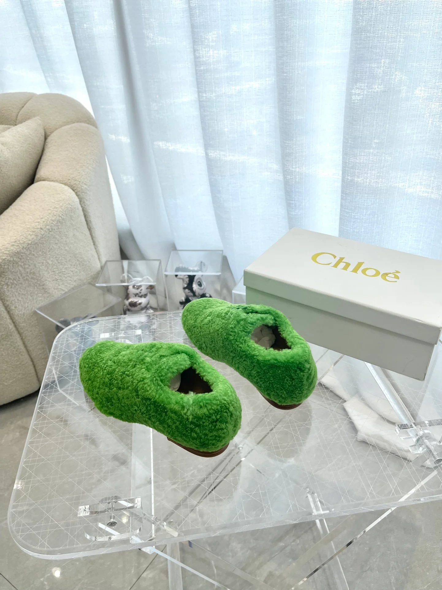 Туфли Chloe - Chloe - овечья шерсть - лоферы - зеленые