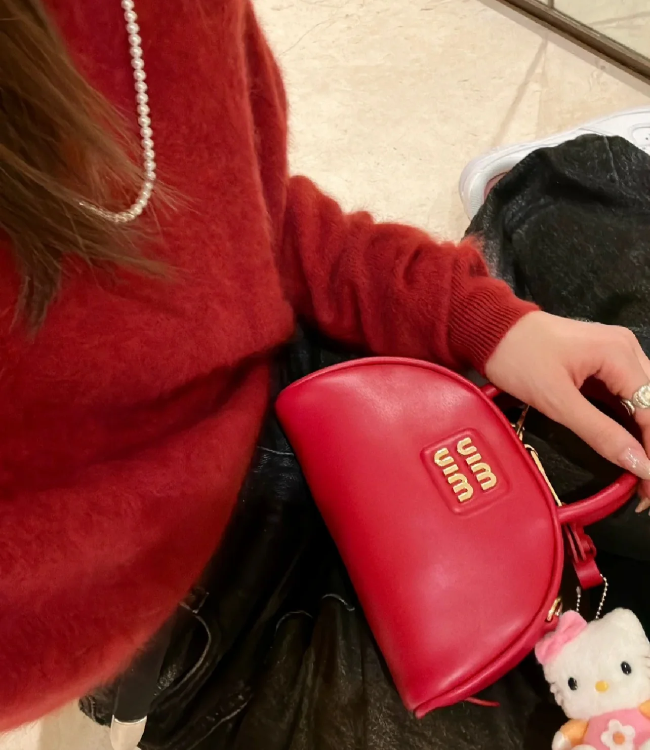 Сумка для боулинга Miu Miu - красная