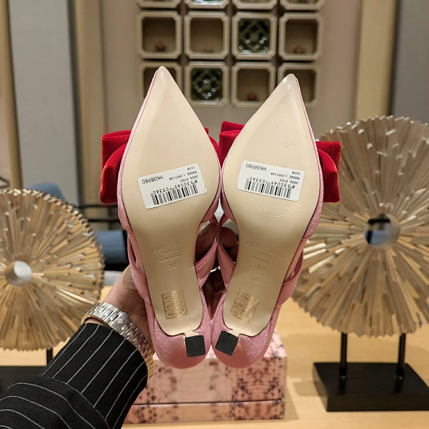 Босоножки на шпильке Jimmy с бабочкой из шелка - розовые