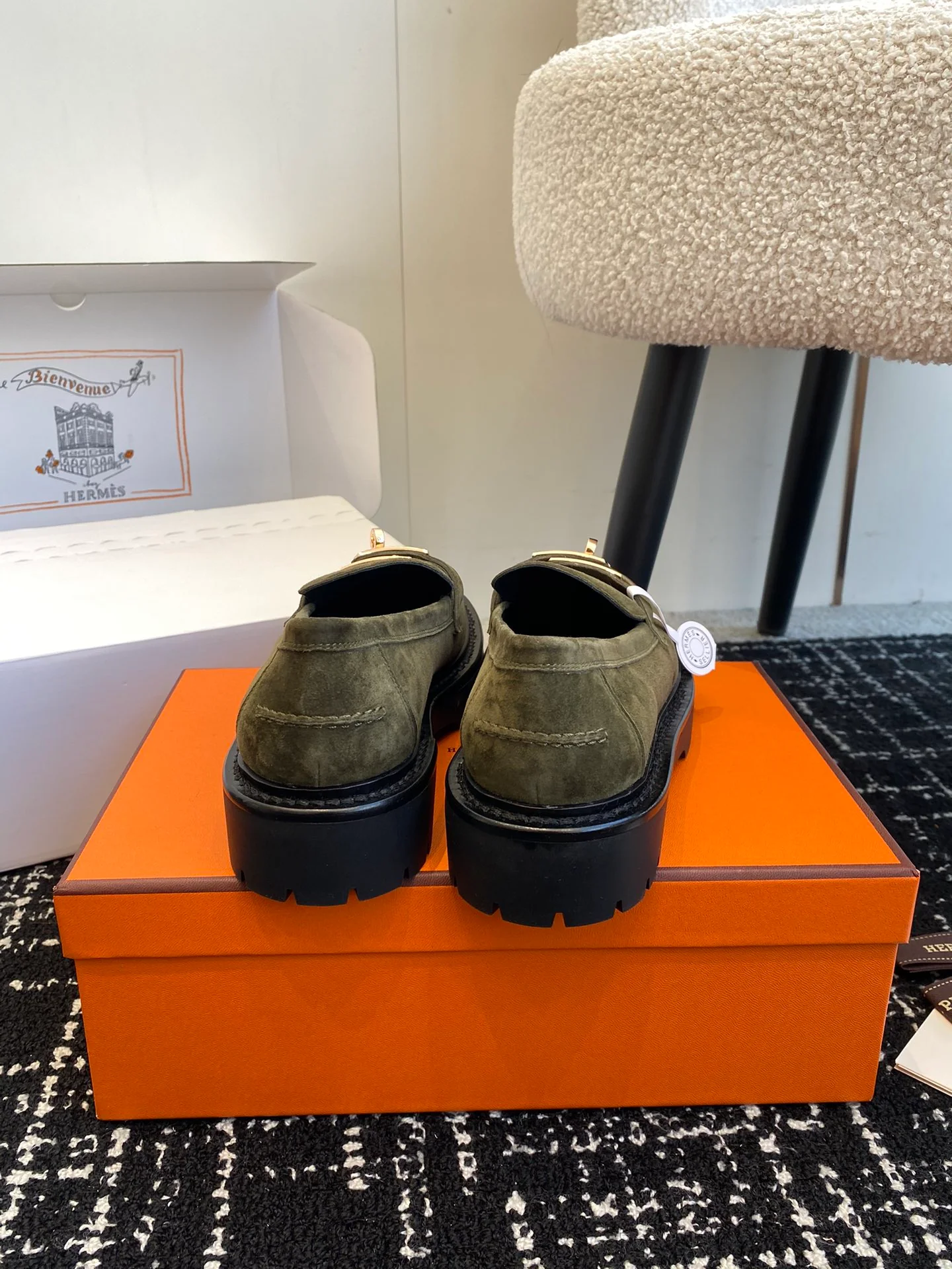 Лоферы Hermes Kelly Buckle 2024 - зеленые