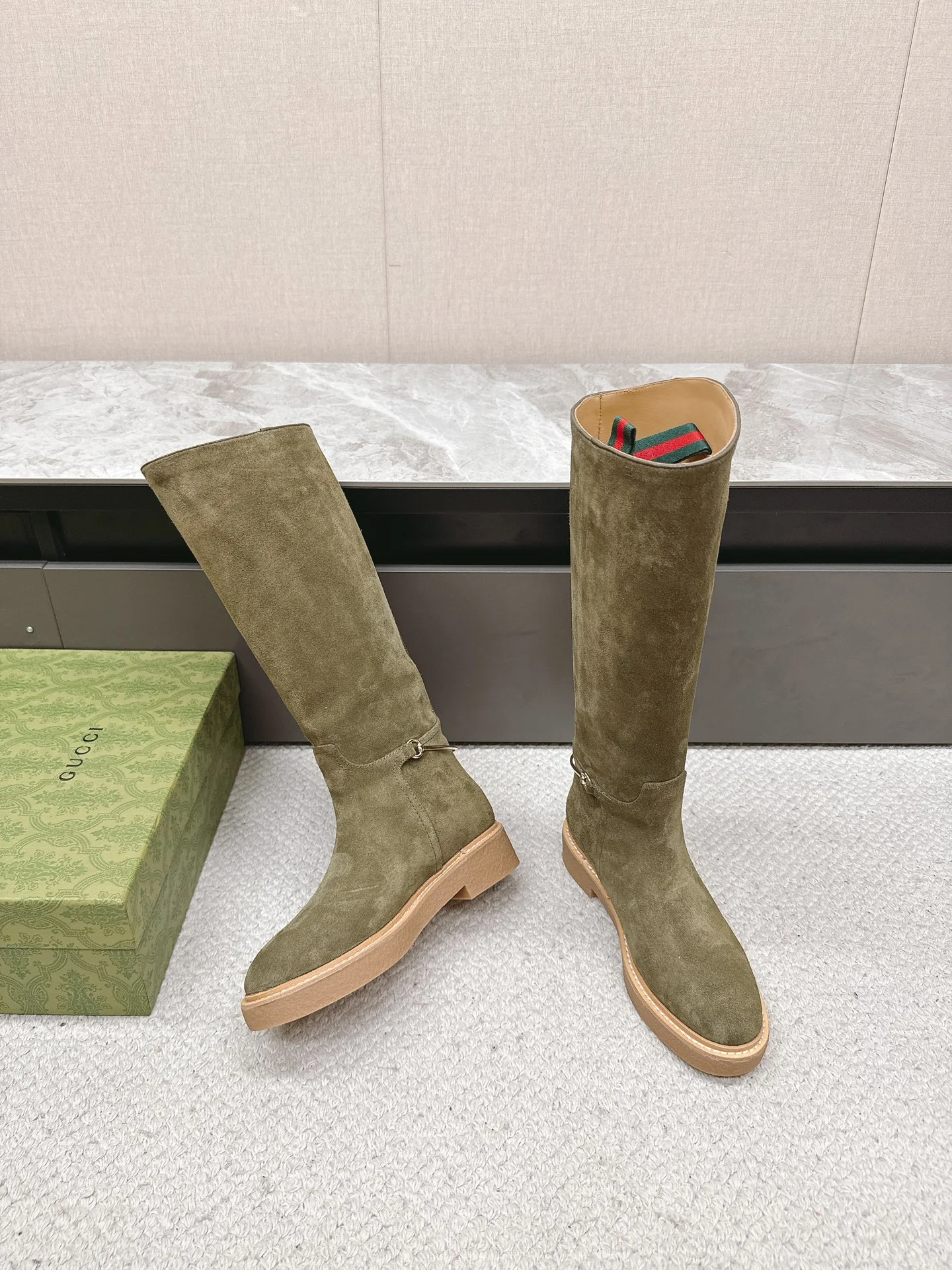 Ботинки для верховой езды Gucci 2024 - темно-зеленые