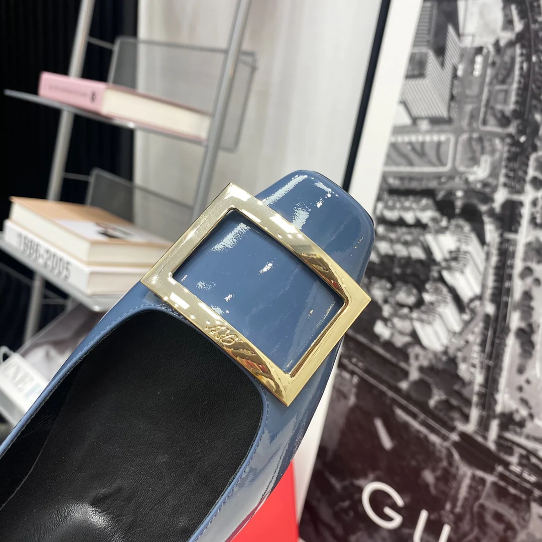 RV-Плоская подошва, квадратный носок, туманно-голубой