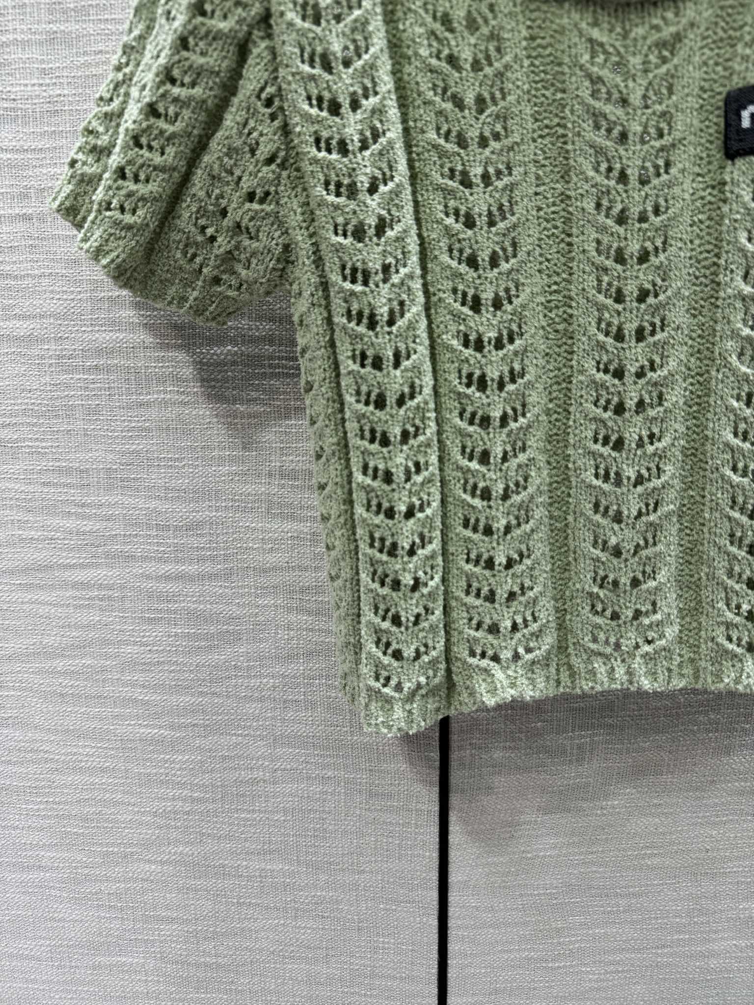 Miu Miu - 2404 - Ажурная вязка, короткие рукава - Зеленый