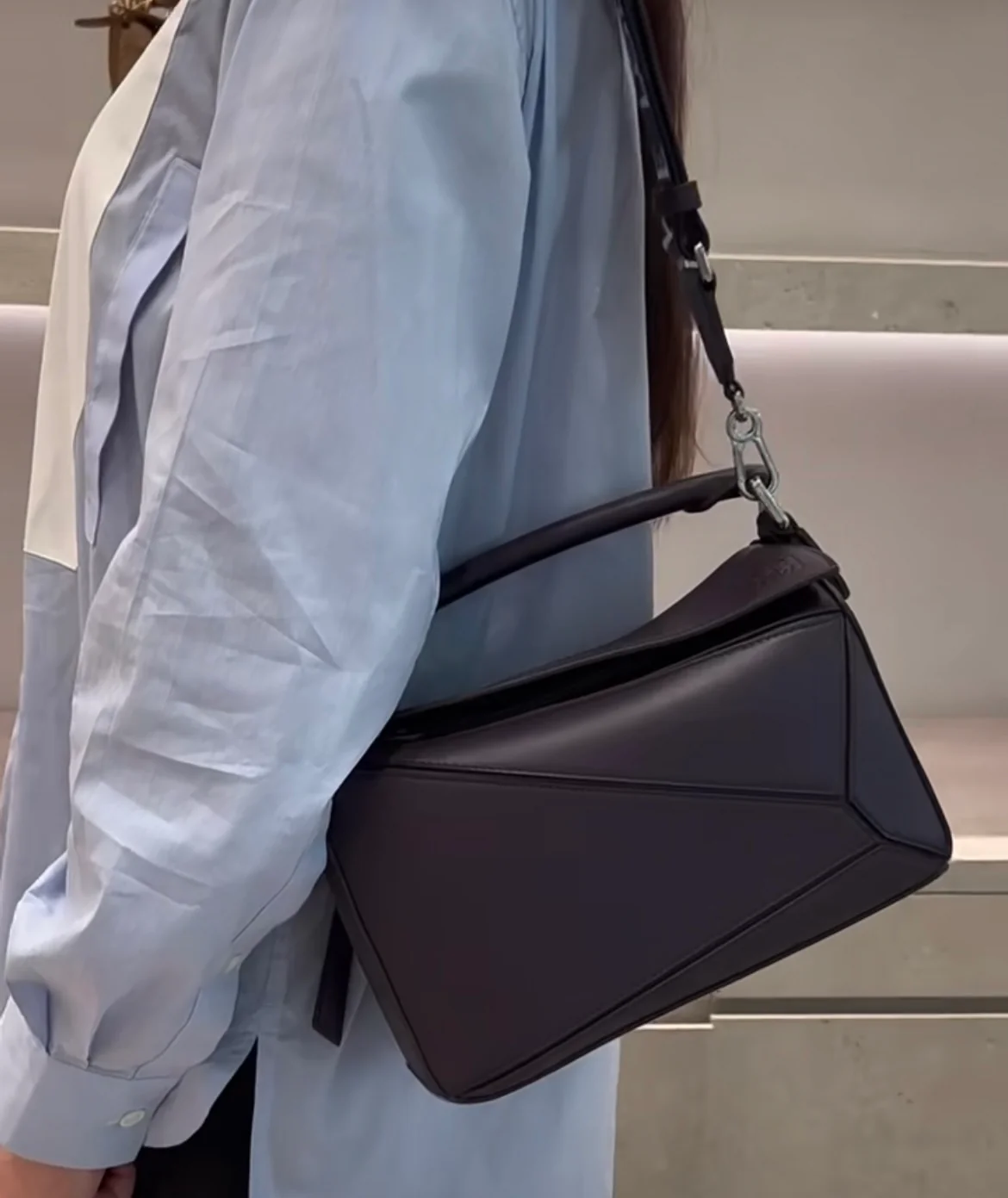 Loewe Puzzle Leather Satin Leather Dark Purple Small