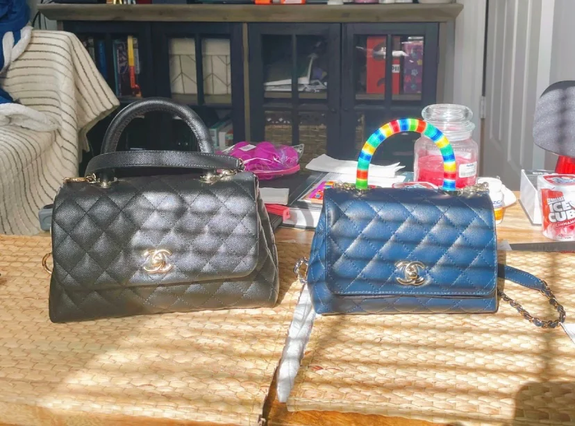 Мини-сумочка Chanel Coco Handle Rainbow Bag - темно-синяя
