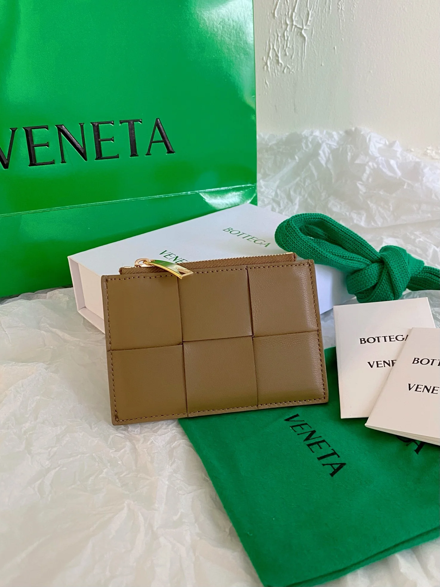 BV-大格子 编织 拉链卡包 零钱包 12x8x0.5cm