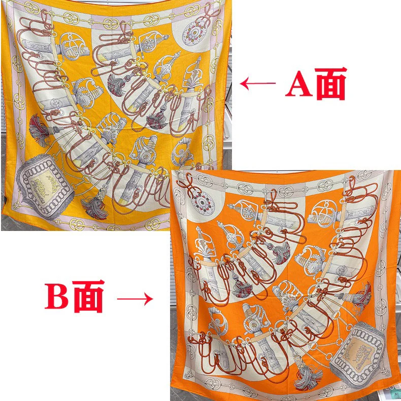 Большой двусторонний шарф Hermes - 136 см - 30 см - Шелк 70 - Шерсть