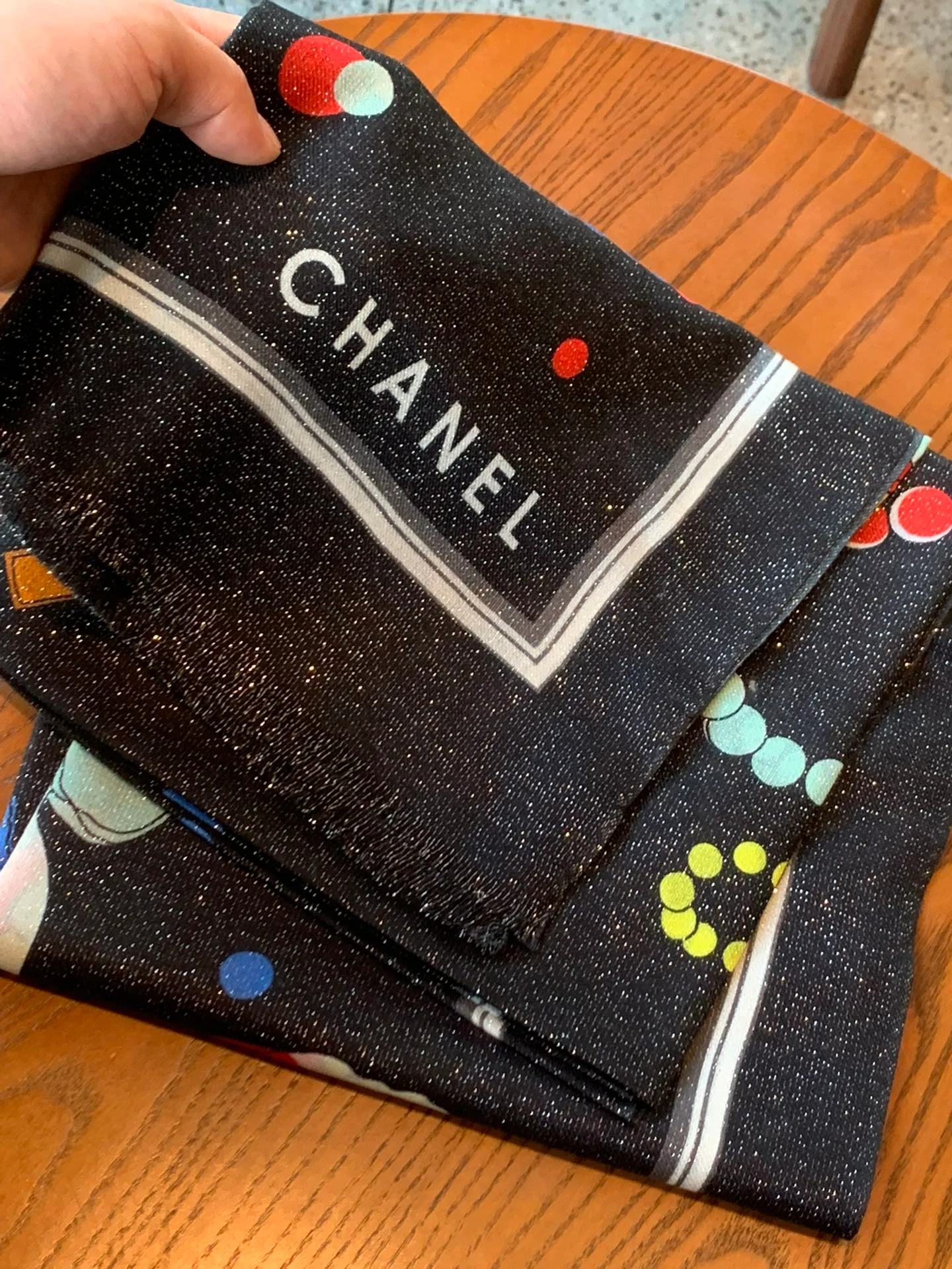 Chanel - Длинный шарф для девочек - 110-200 см - 100% кашемир - Черный