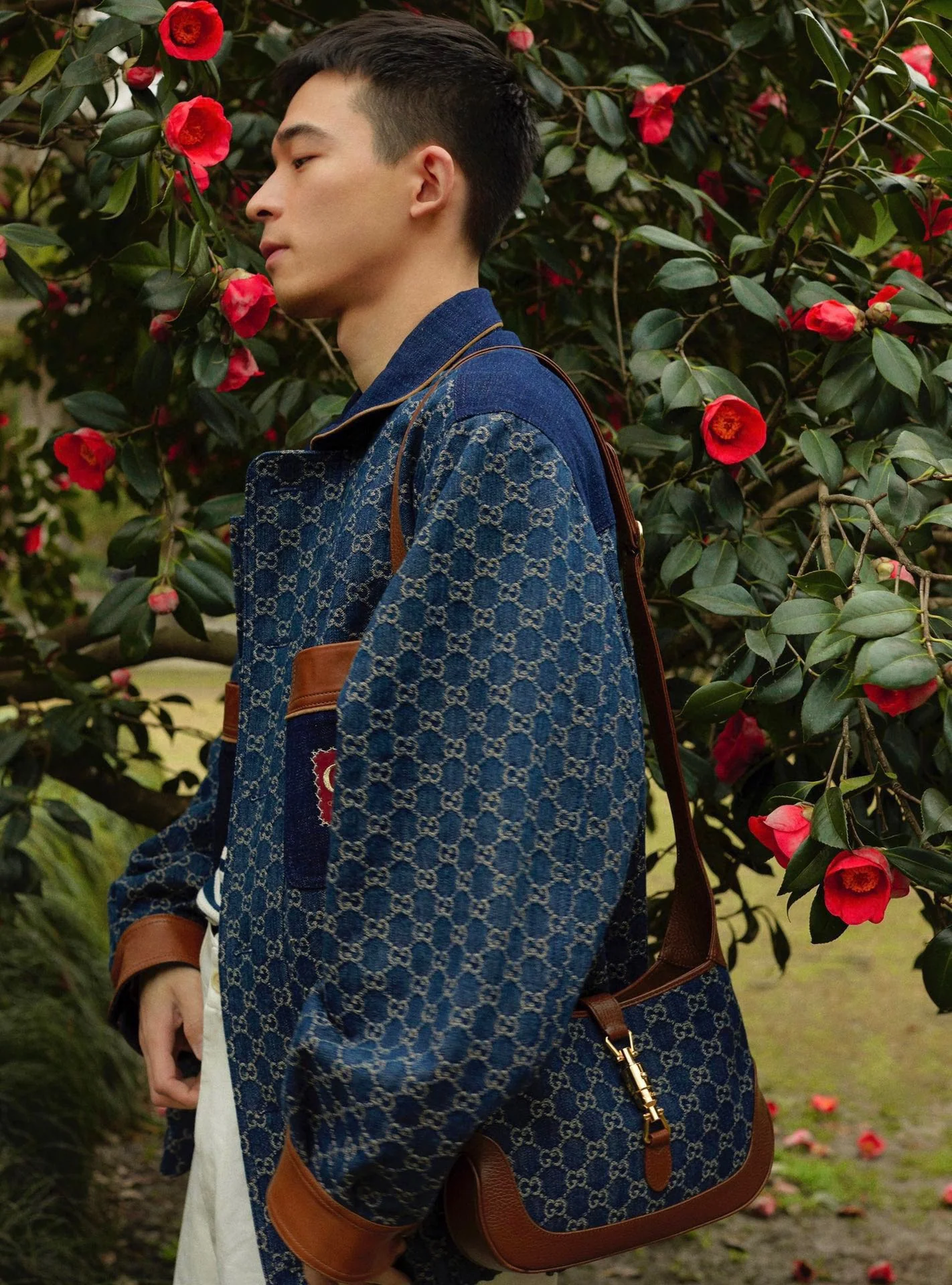 Gucci-经典 Jackie 牛仔丹宁帆布手袋-腋下包