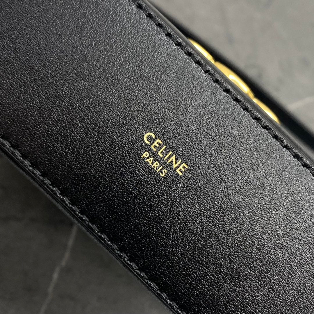 Миниатюрная кожаная сумка-ведро Celine Triomphe - черная