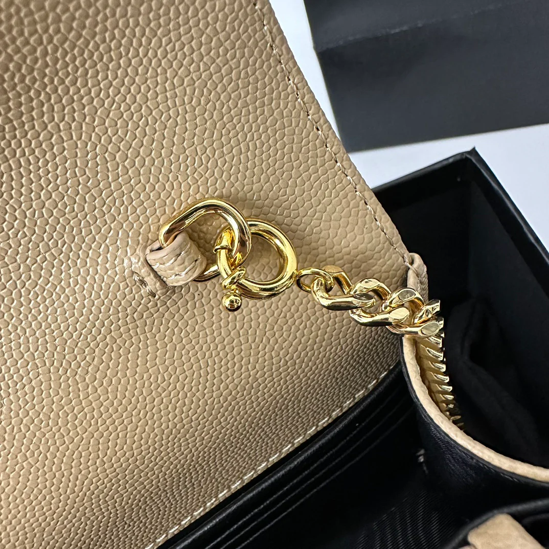 YSL Monogram Caviar WOC Apricot с золотой пряжкой, 22 см