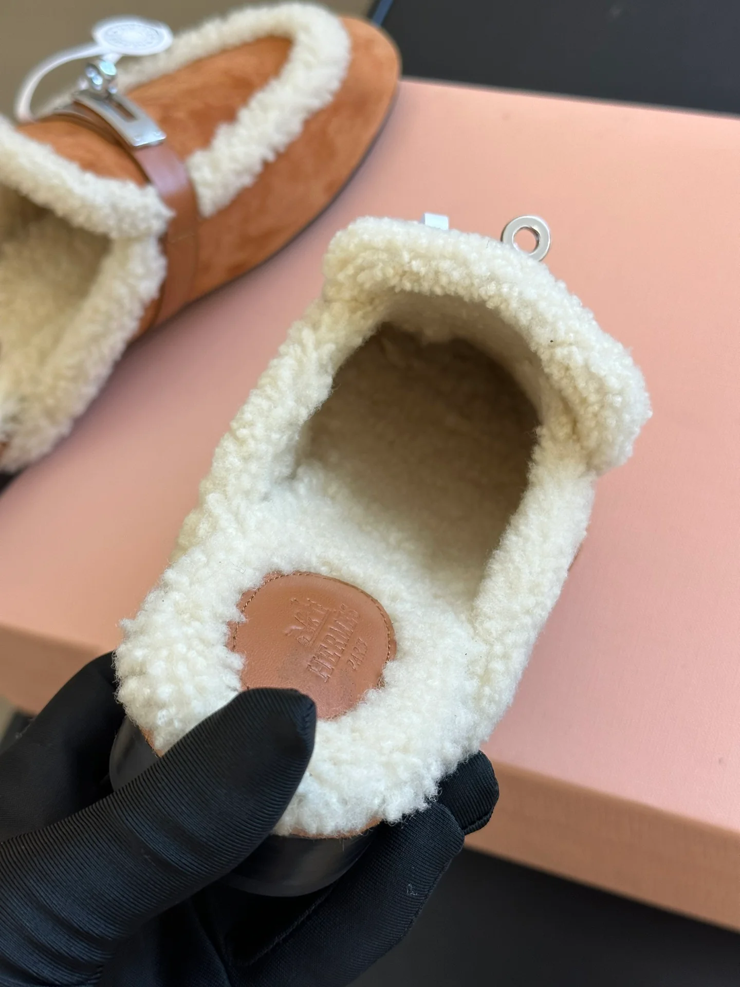 Кашемировые тапочки Hermes 2024 - Кофейно-коричневый