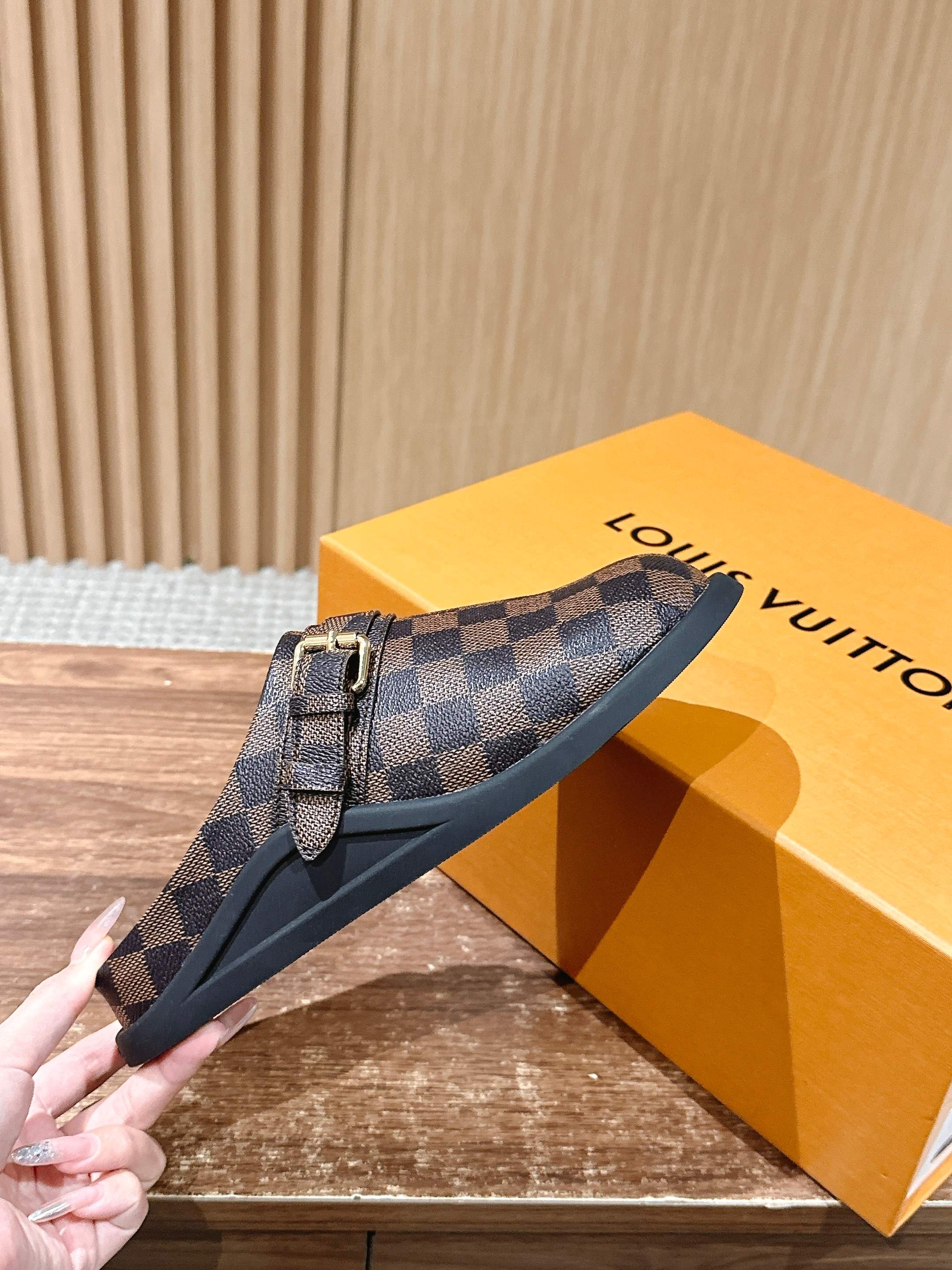 Новинка LV 2025 - Биркенштоки - Клетчатый узор - Черный - 1