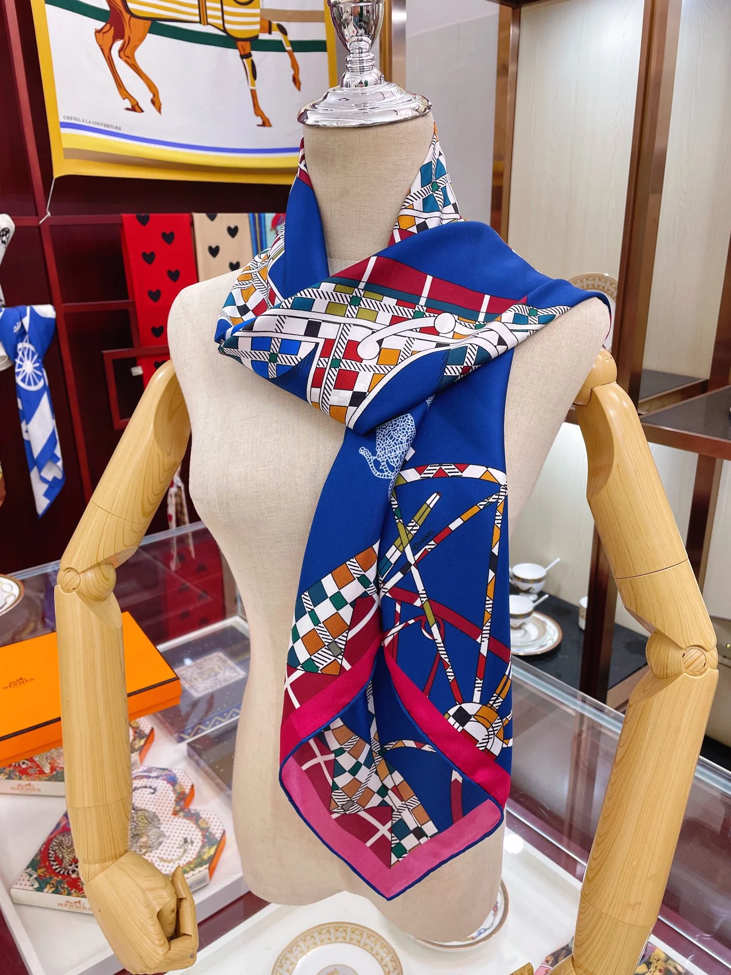 Шотландский странствующий шарф Hermes - 90-100 см - Твиловый шелк