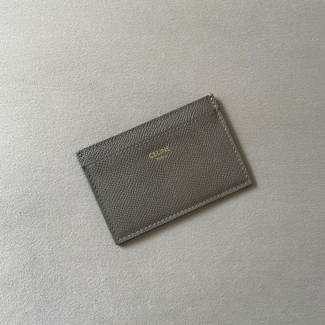 Celine-小号卡包 粒面小牛皮 铁灰色