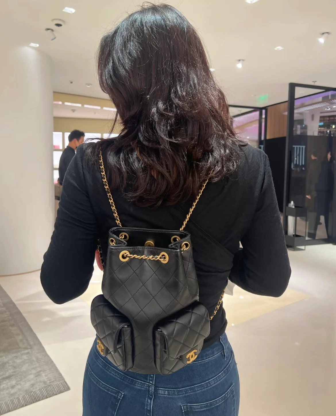 Рюкзак Chanel 25c на завязках - черный