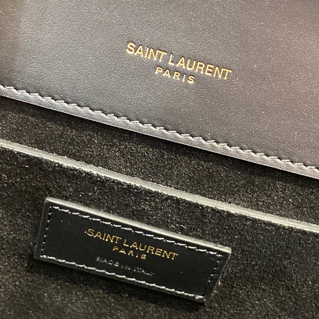 Черная сумка YSL Kate на цепочке с золотой пряжкой