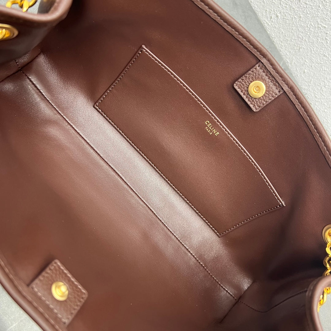 Сумка Celine New Newspaper Chain Bag - сумка через плечо с двойной цепочкой - коричневая