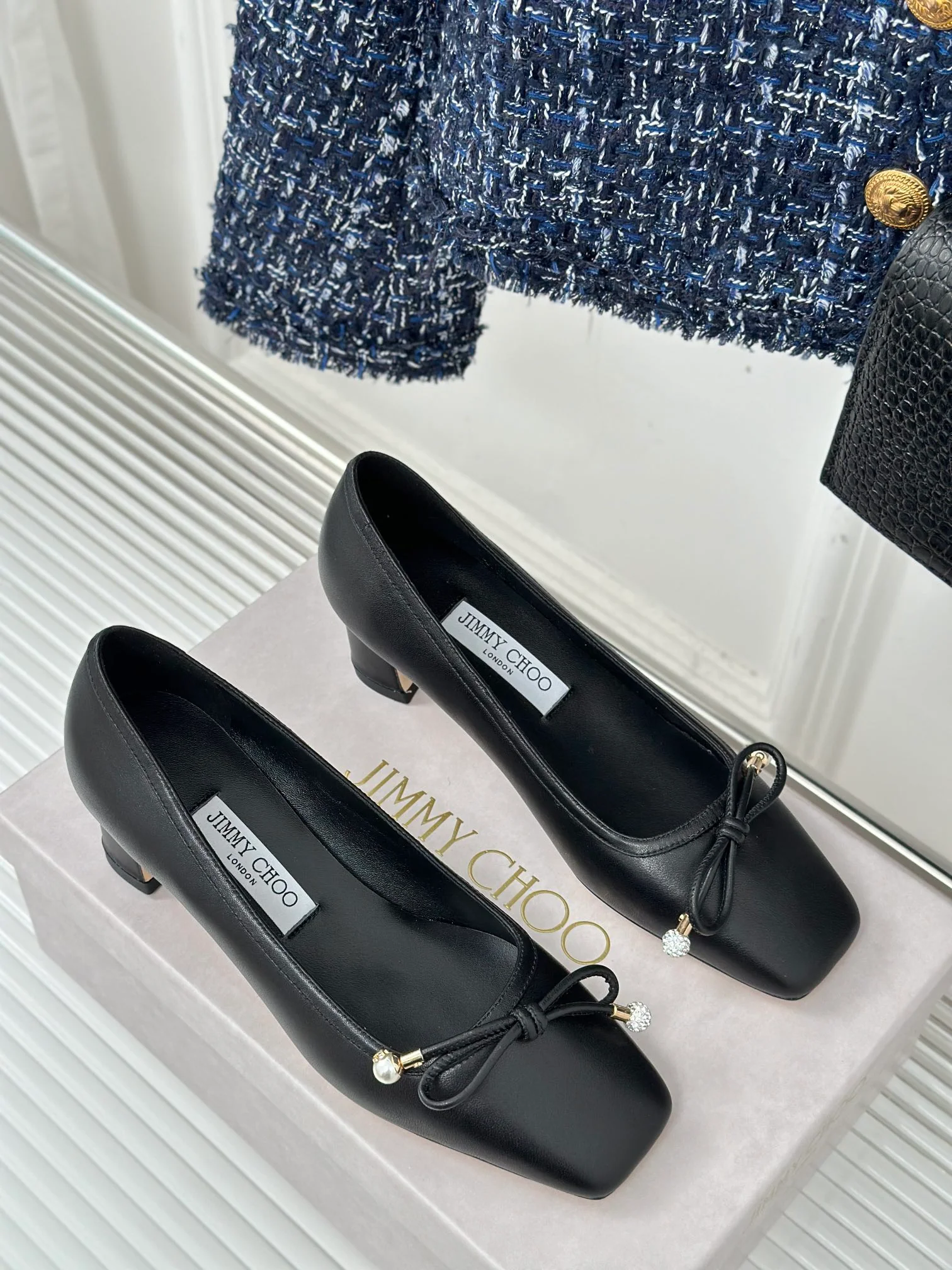 JC - Балетки с квадратным носком, модель 2024 - Черные