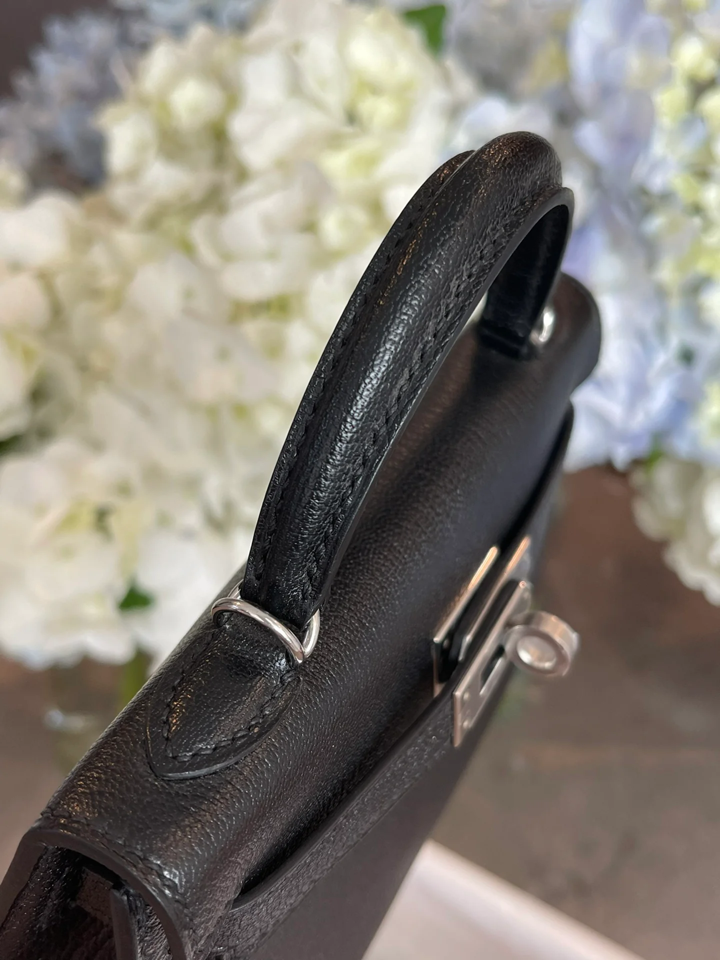 Hermes Kelly Mini 2nd Generation Epsom Black Silver Buckle 1
