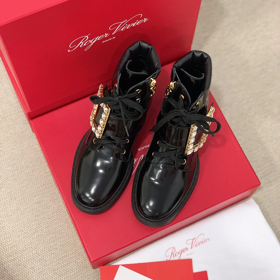 RV Shoes - 22ss - Ботильоны на массивном каблуке, украшенные стразами - Стиль Оуян Наны - 1