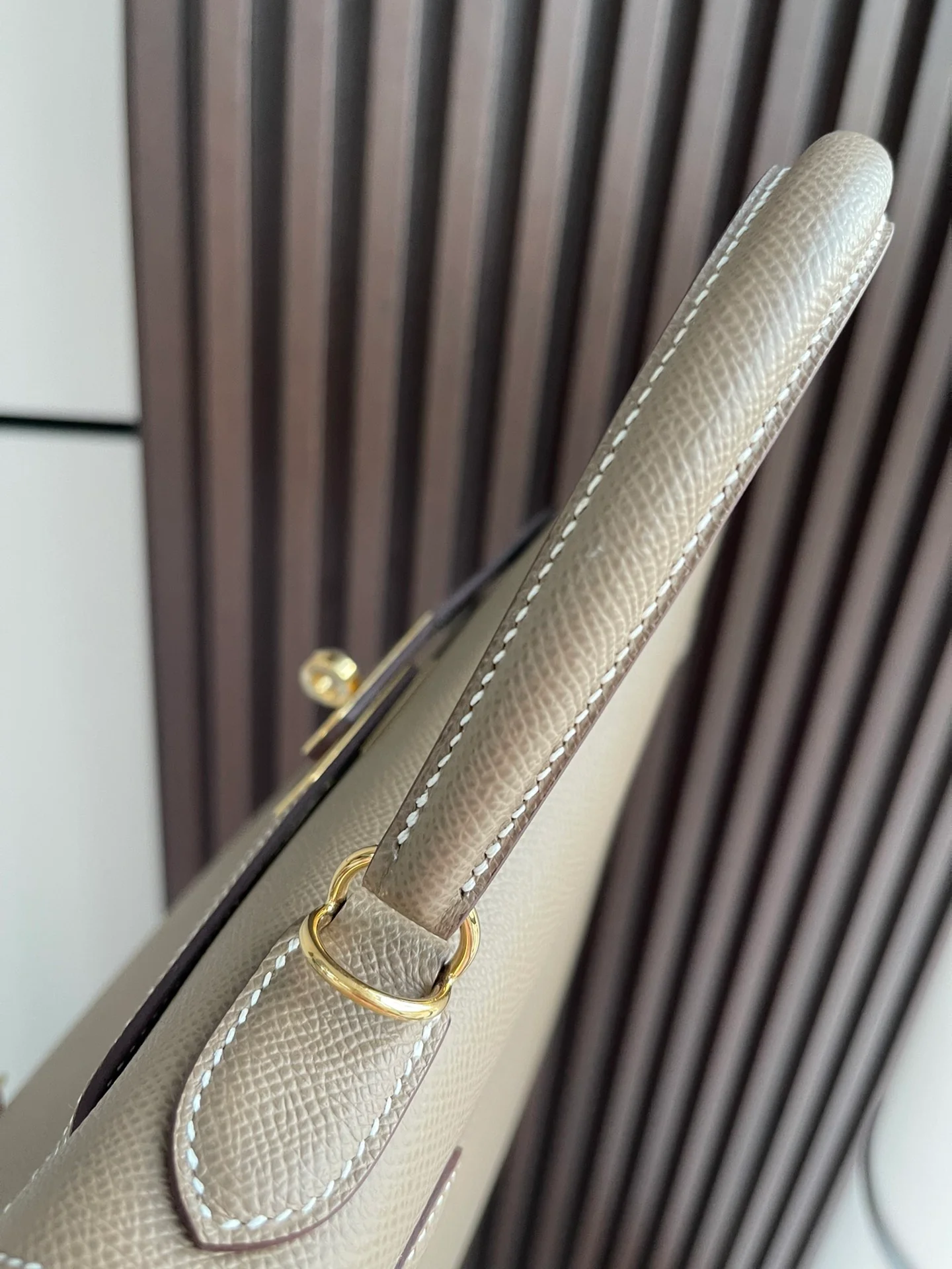 Hermes Kelly 28 Epsom Outer Seam Elephant Grey Gold Buckle