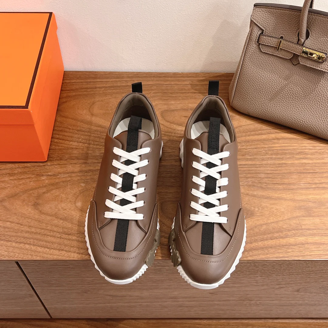 Повседневные туфли Hermes 2024 - Кофейно-коричневый - 1