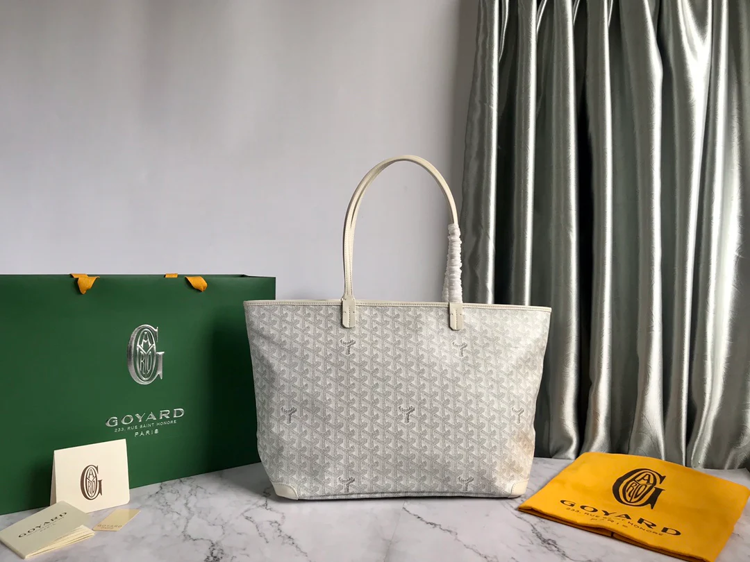 Большая сумка-тоут Goyard на молнии - белая