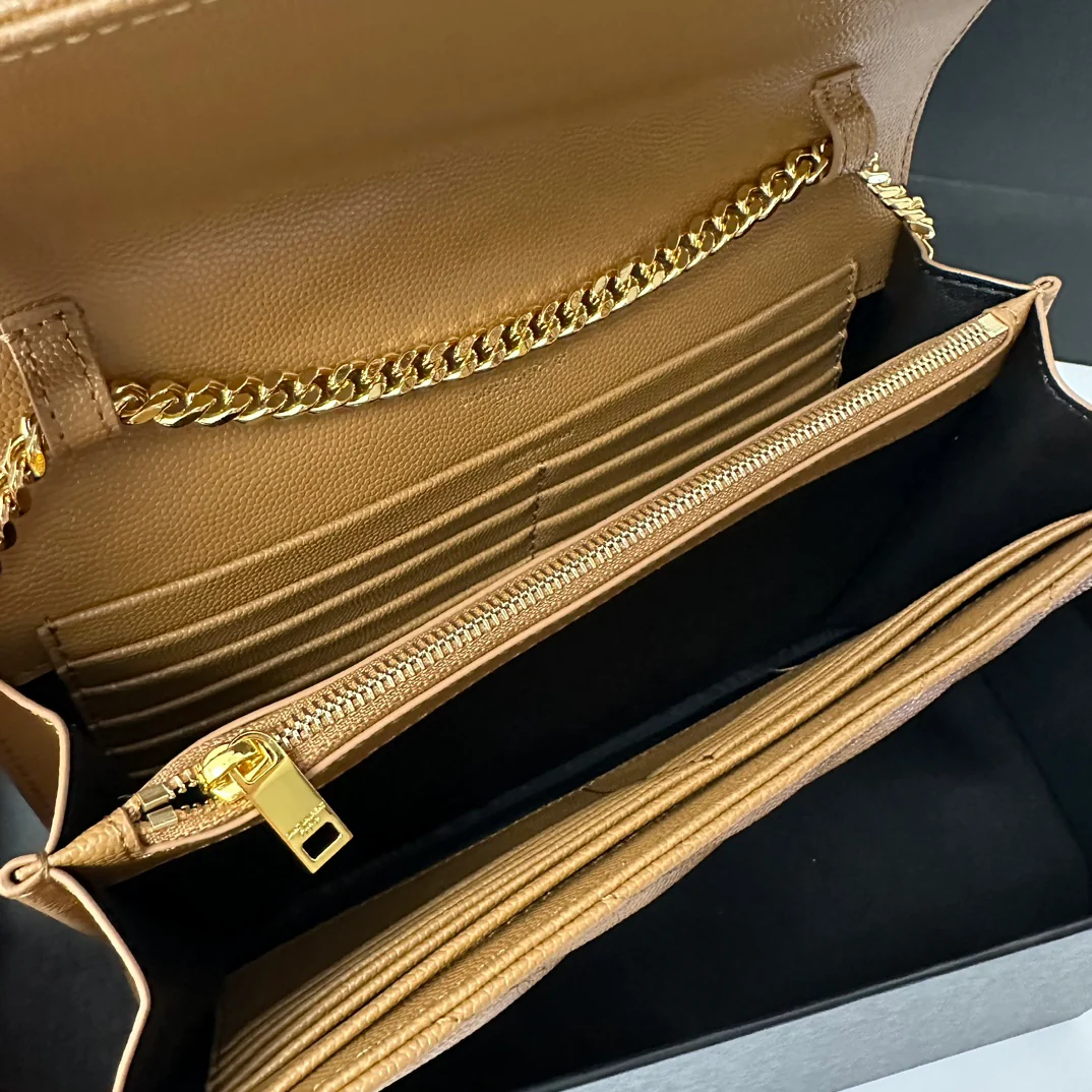 Пряжка YSL Monogram Caviar WOC Caramel Gold, 22 см, 1