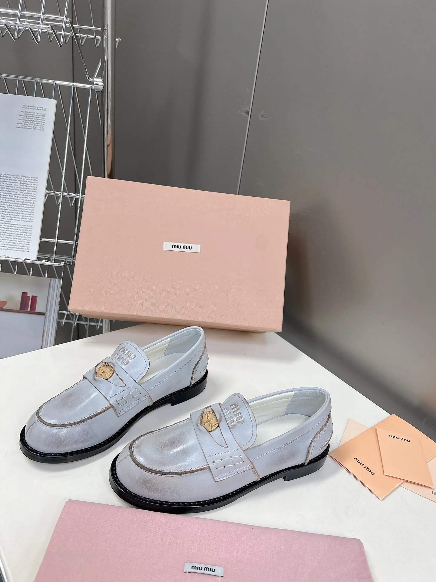 Лоферы Miu Miu Coin - серые