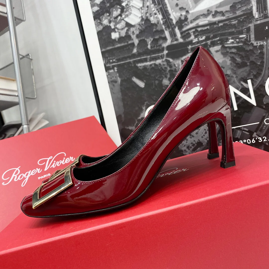 RV-7-5cm Каблук-банан - Винно-красный