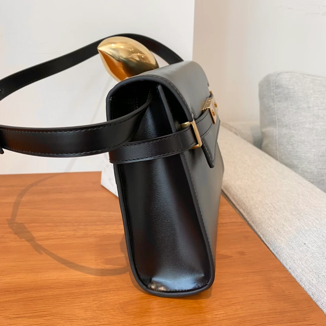 YSL Manhattan Small Black with Gold Pull