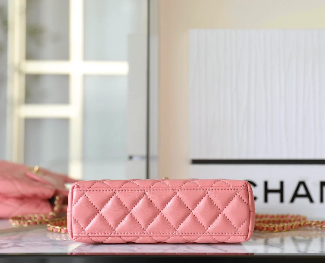 Сумочка Chanel Kelly Chain, большая, кораллово-розовая
