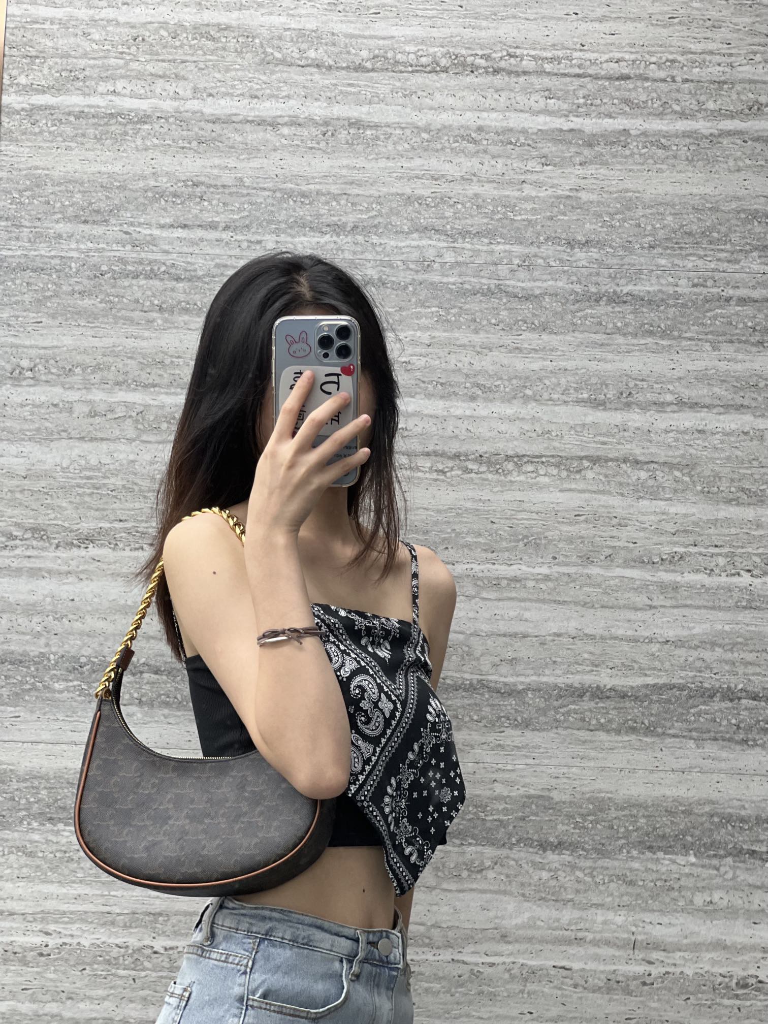 Сумка Celine Ava на цепочке - коричневая