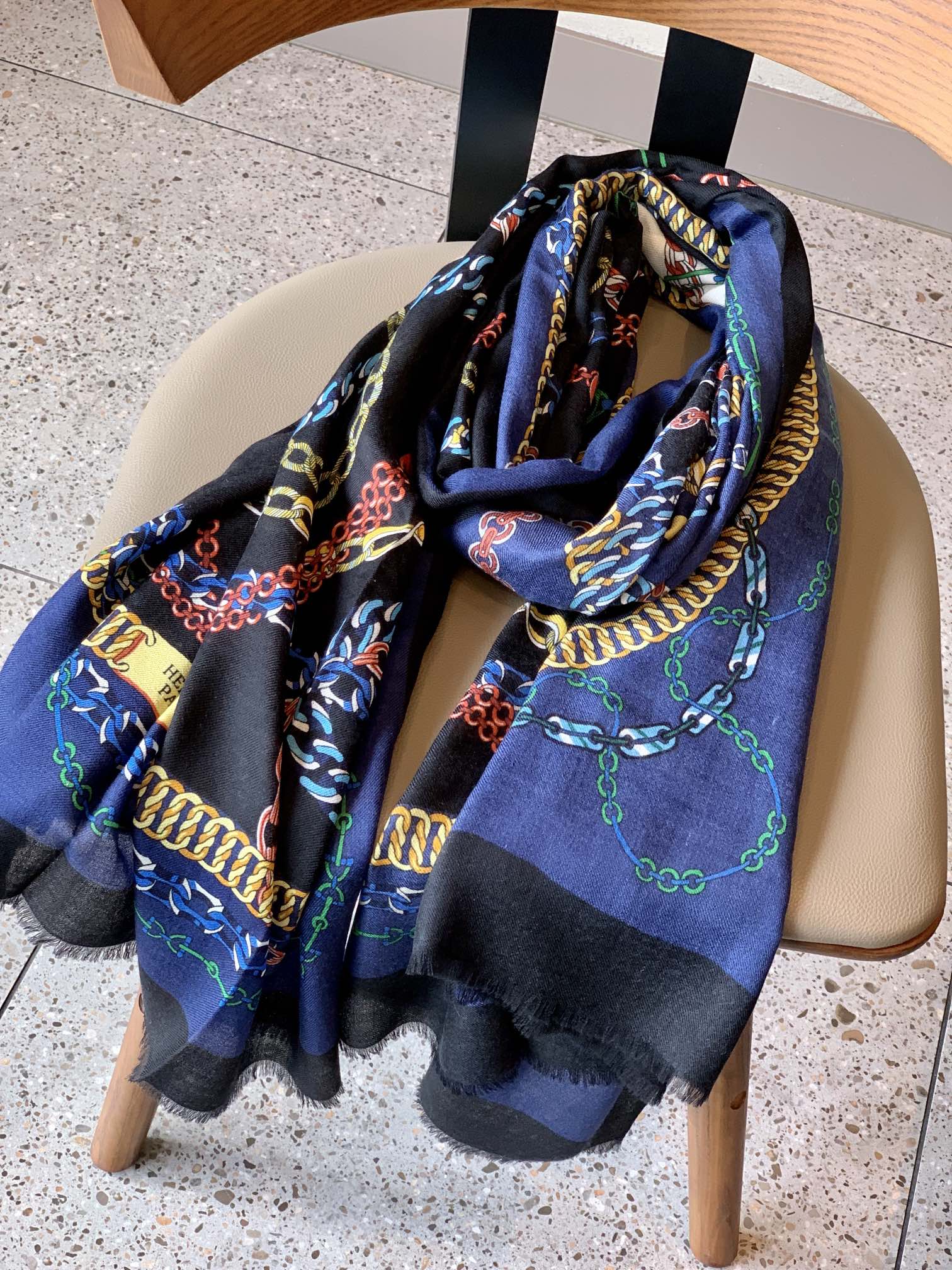 Шарф-цепочка Hermes - 100 см - 200 см - 100 см - высококачественный кашемир - 2 см