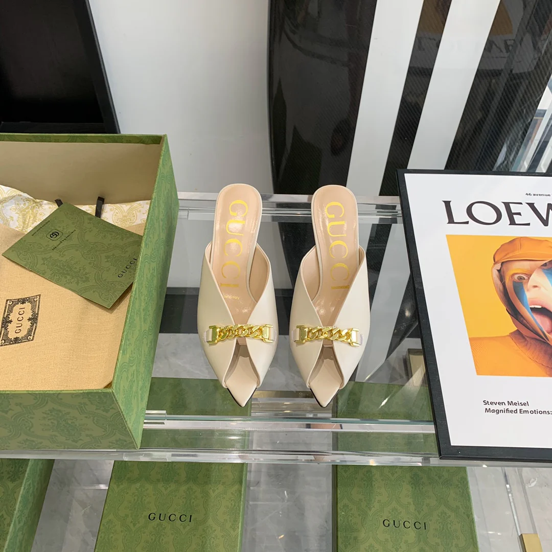 Gucci - Ретро - Босоножки с острым носком - Открытый носок - Босоножки на высоком каблуке