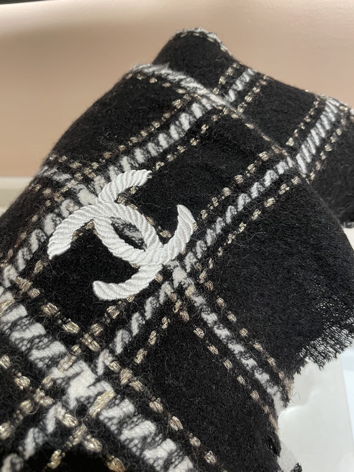 Chanel - Текстурированное плетение для шарфов - 70-200 см - 100% овечья шерсть