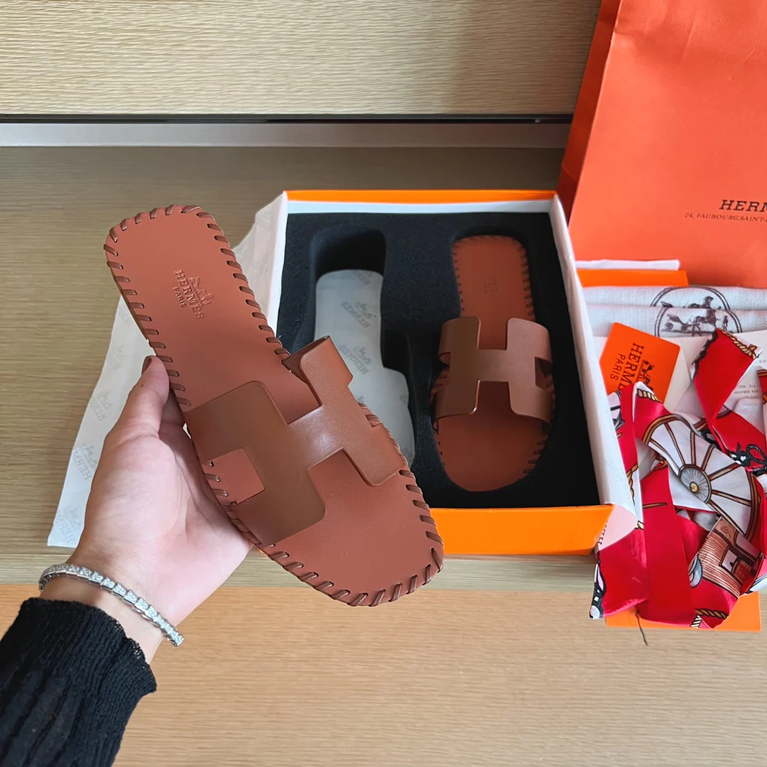 Тапочки Hermes-h Flat Slippers-9