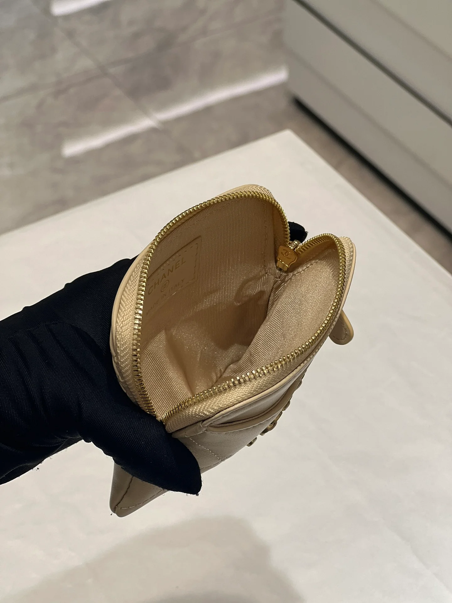 Кошелек-кардхолдер Chanel 19 Series - Toast на молнии - бежевый