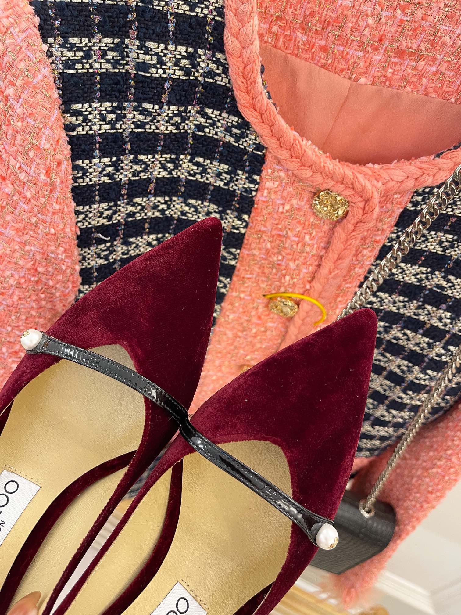 Классические туфли на высоком каблуке Jimmy с жемчужным верхом - красные