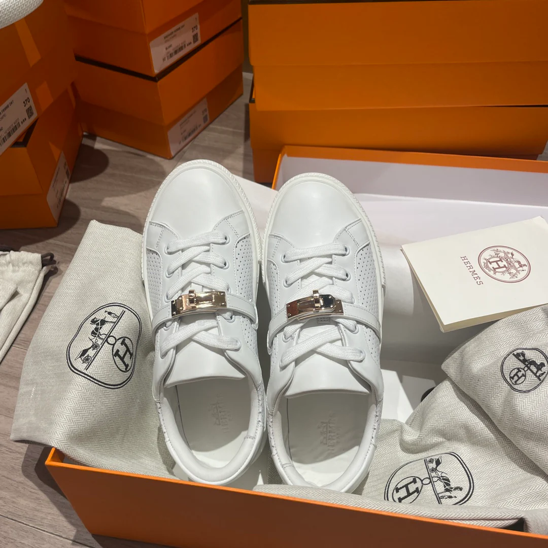 Hermes - Новейшие белые кроссовки Kelly Buckle - Мужские - 3