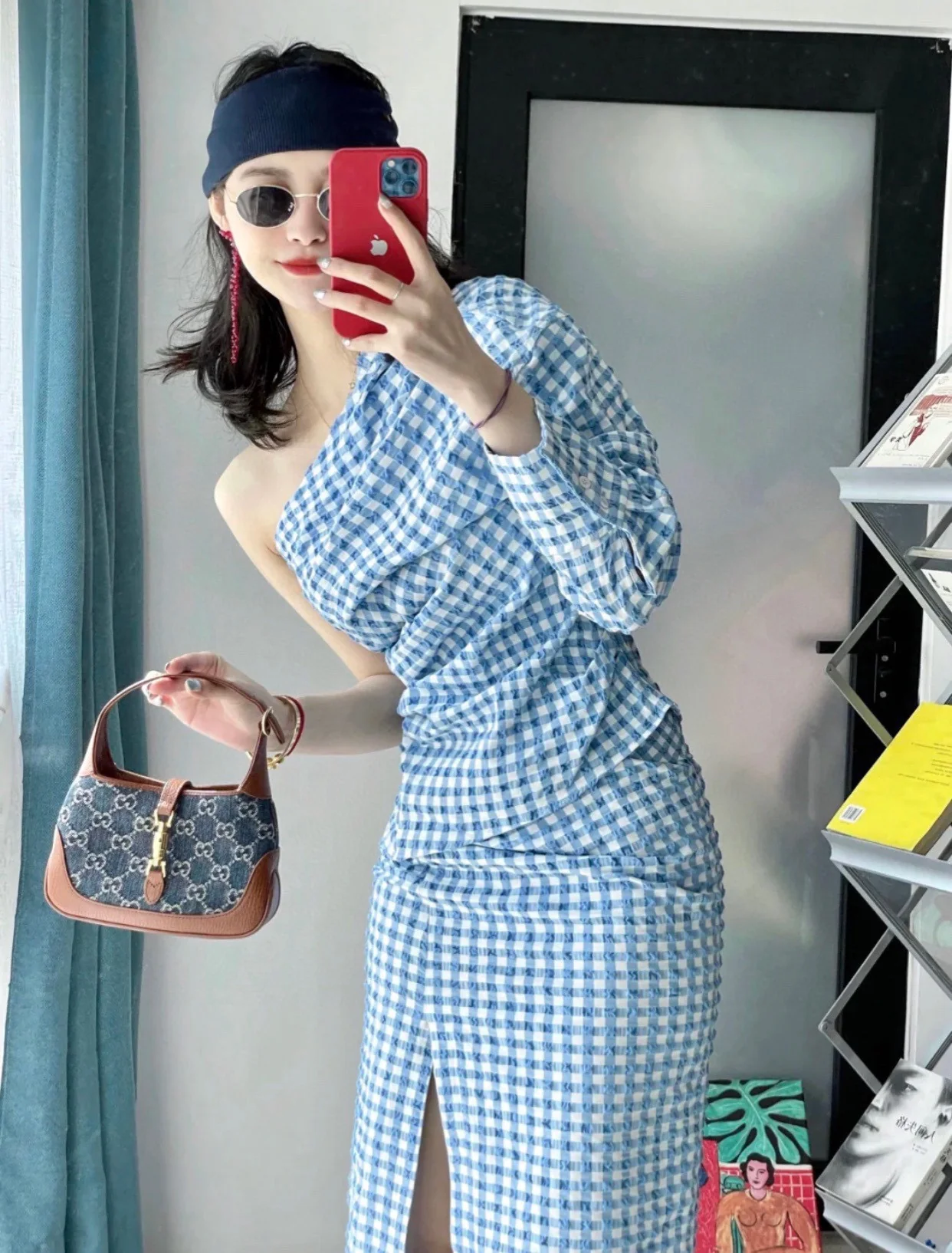 Gucci-经典 mini Jackie 牛仔帆布手-腋下包-上身图分享