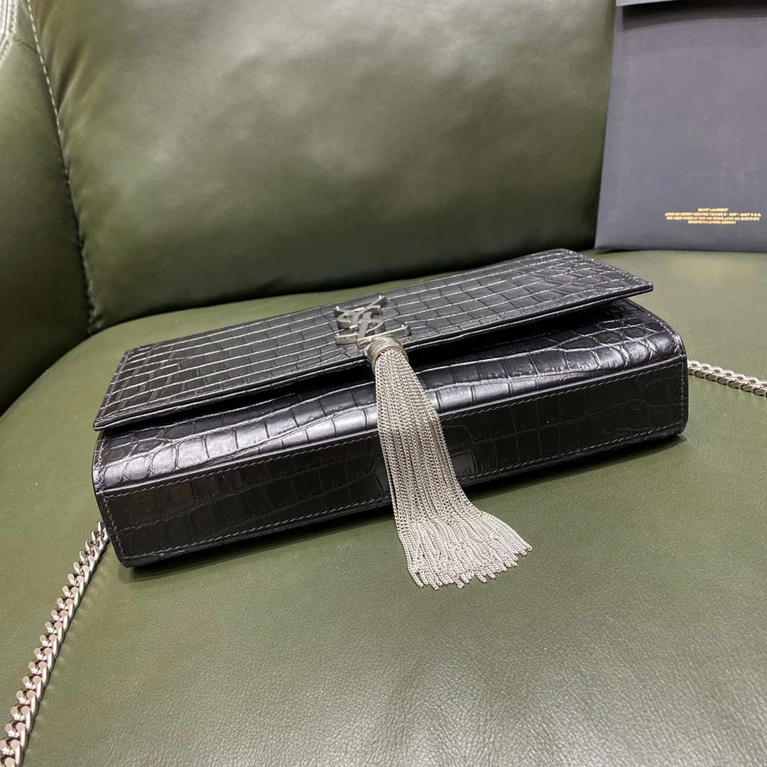 Сумка YSL-kate с цепочкой и крокодиловым принтом