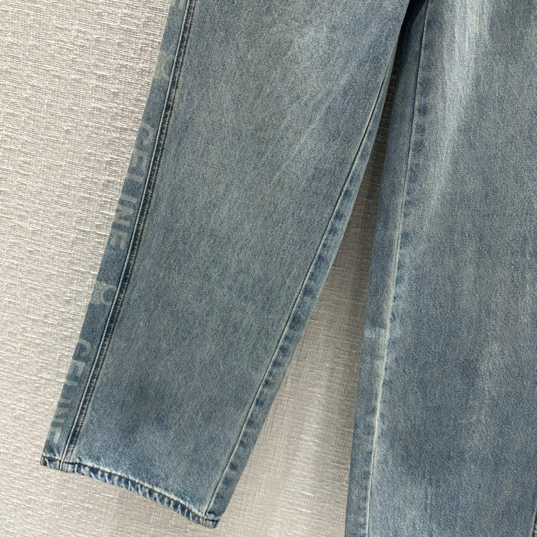 Celine 2403-24 Новинка ранней весны: джинсы прямого кроя с боковым принтом