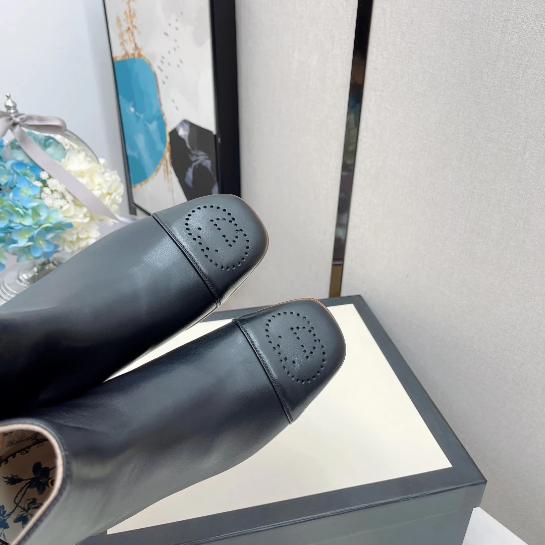 кожаные сапоги Gucci на низком каблуке