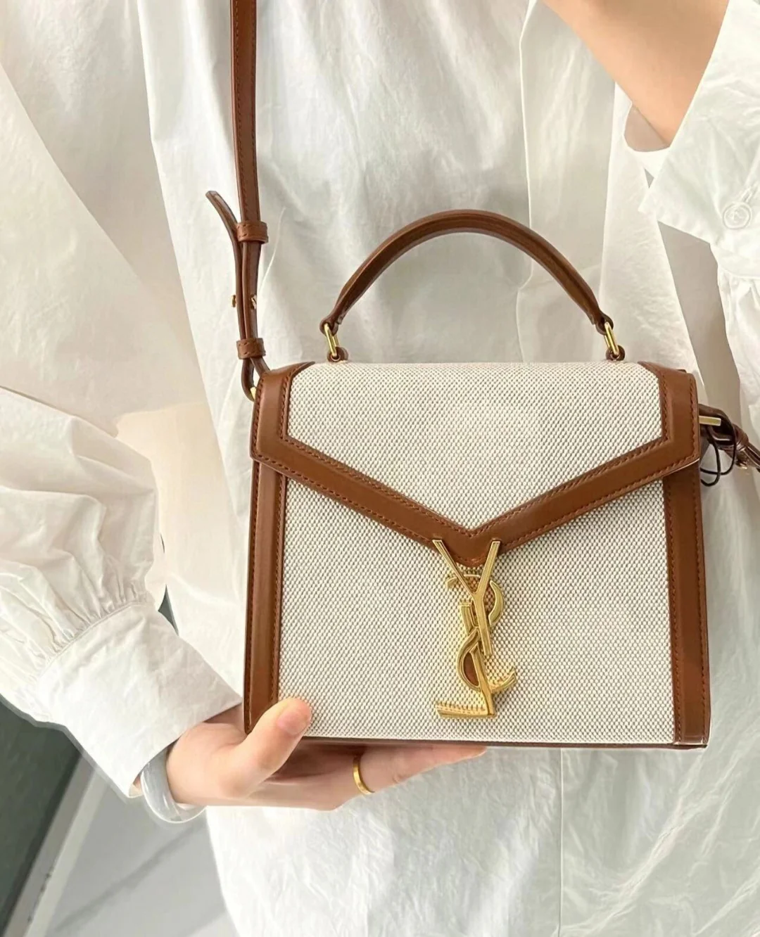 YSL Cassandra 24 см, большой размер, льняная ткань