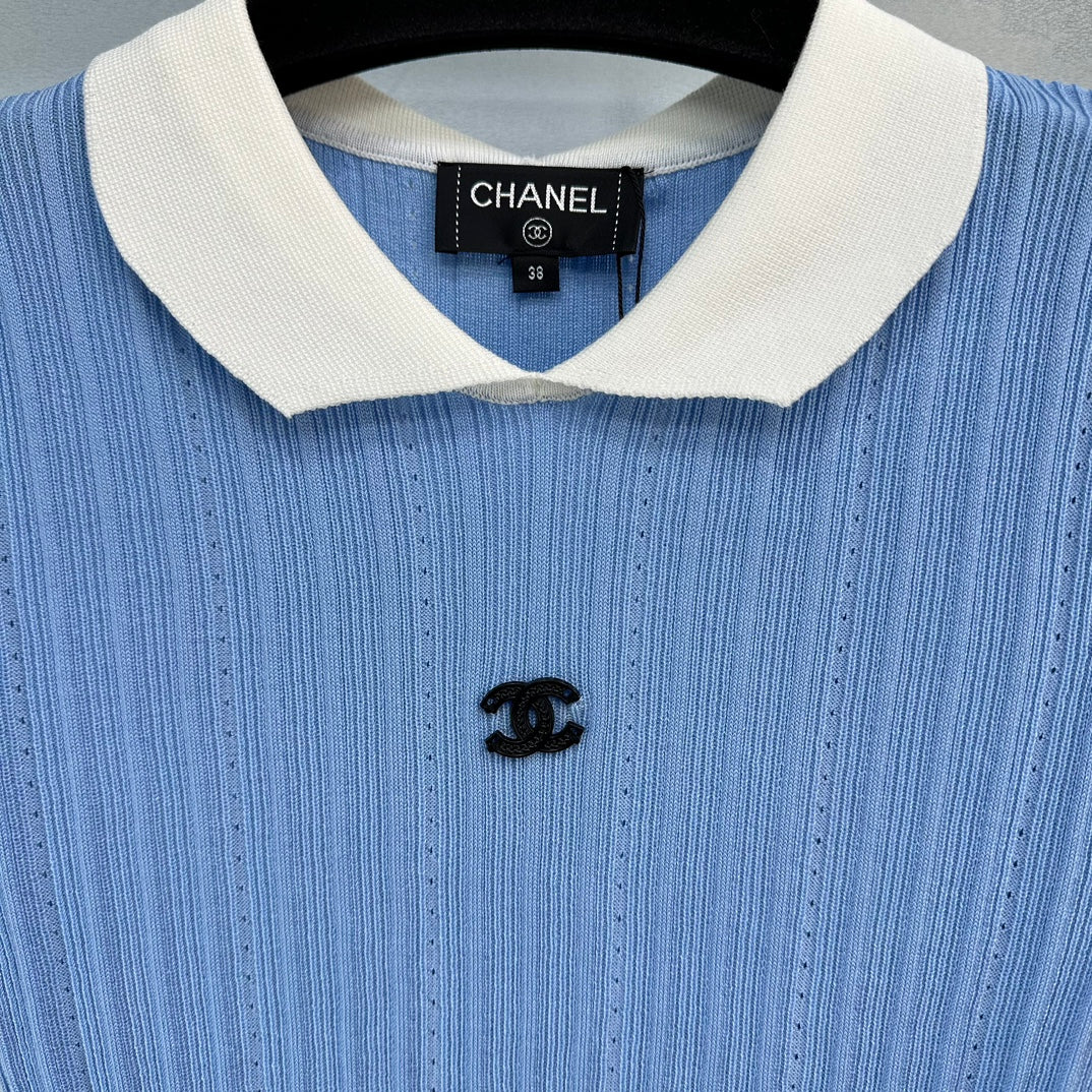 Chanel 2404 Весна/Лето Новинка Изысканный короткий топ из пряжи, похожий на сказочный - Синий